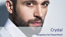  Presentation with brown - Presentation theme enhanced with enticing - handsome man in white shirt background and a sky blue colored foreground