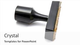  Presentation with stamp - Presentation with entitlement - black stamp isolated on white background and a white colored foreground