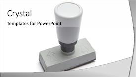  Presentation with stamp - Colorful slide set enhanced with entitlement - stamp isolated on white background backdrop and a  colored foreground