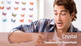  Presentation with student - Beautiful theme featuring entomology - student entomologist studying new species backdrop and a coral colored foreground