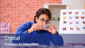  Presentation with student - PPT theme having entomology - student entomologist studying new species background and a navy blue colored foreground