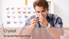  Presentation with student - Slide deck featuring entomology - student entomologist studying new species background and a coral colored foreground