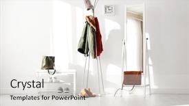  Presentation with interior - Beautiful PPT theme featuring hallway - modern hall interior with hanging backdrop and a light gray colored foreground