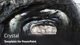  Presentation with cave - Audience pleasing PPT layouts consisting of entrance-from-the-rocky-cave backdrop and a dark gray colored foreground