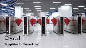  Presentation with railway gate - Audience pleasing presentation design consisting of entrance gate of railway station backdrop and a light gray colored foreground