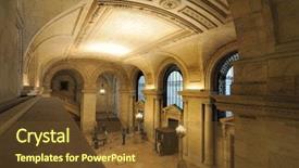  Presentation with new york city - Slide deck featuring entrance hall at the new york city library background and a tawny brown colored foreground