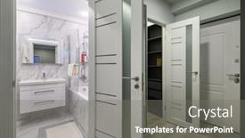  Presentation with living room - Presentation design having entrance-hall-attached background and a gray colored foreground