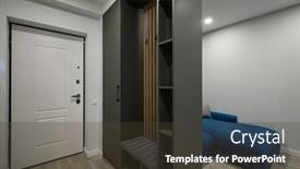  Presentation with living room - Presentation design consisting of entrance-hall-attached background and a dark gray colored foreground