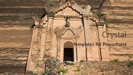 Presentation with stupa - Slide deck having entrance-in-mingun-pahtodawgyi-pagoda background and a coral colored foreground