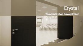  Presentation with conference - Colorful slide deck enhanced with entrance into a large backdrop and a coral colored foreground