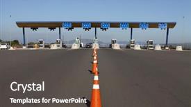  Presentation with checkpoint - Slide set having entrance of a highway toll background and a dark gray colored foreground