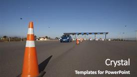  Presentation with checkpoint - Audience pleasing presentation design consisting of entrance of a highway toll backdrop and a dark gray colored foreground