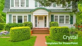  Presentation with luxury house - PPT theme enhanced with entrance of a luxury house background and a tawny brown colored foreground