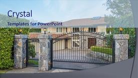  Presentation with luxury house - Slide set with entrance of a luxury house background and a  colored foreground