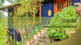  Presentation with luxury house - Theme enhanced with entrance of a luxury house background and a  colored foreground