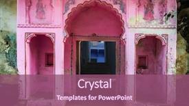  Presentation with historical building - Beautiful theme featuring entrance of a weathered ancient backdrop and a violet colored foreground