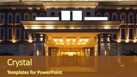  Presentation with decoration - Presentation theme consisting of entrance of modern hotel background and a tawny brown colored foreground