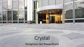 Presentation with modern building - Presentation theme consisting of entrance of modern office building background and a light gray colored foreground