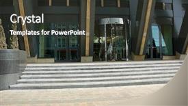  Presentation with modern building - PPT layouts consisting of entrance of modern office background and a dark gray colored foreground