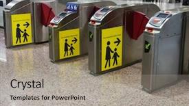  Presentation with station - Presentation theme enhanced with entrance of railway station background and a light gray colored foreground