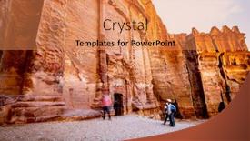  Presentation with petra - Slide deck having entrance of underground ancient rock background and a coral colored foreground