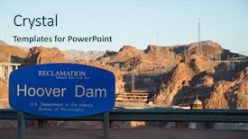  Presentation with dam - Audience pleasing presentation design consisting of entrance sign at hoover dam backdrop and a sky blue colored foreground