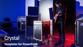  Presentation with case - Slide set enhanced with entrance surrounded by flight case background and a navy blue colored foreground