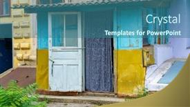  Presentation with old house - Slides enhanced with entrance-to-an-old-house background and a ocean colored foreground