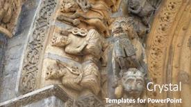  Presentation with saint - Presentation design having entrance-to-cathedral-of-saint background and a coral colored foreground