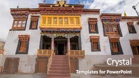  Presentation with ladakh - Colorful theme enhanced with entrance to likir gompa monastery backdrop and a violet colored foreground