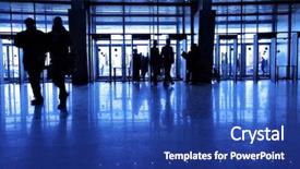  Presentation with building security - Amazing PPT layouts having entrance to modern building backdrop and a royal blue colored foreground