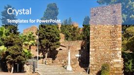  Presentation with roman ruins - Presentation consisting of entrance to roman amphitheatre ruins background and a teal colored foreground