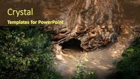  Presentation with naturally - PPT theme enhanced with entrance-to-the-dark-cave background and a tawny brown colored foreground