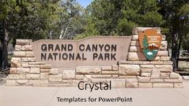  Presentation with grand canyon - Theme consisting of entrance to the grand canyon background and a soft green colored foreground