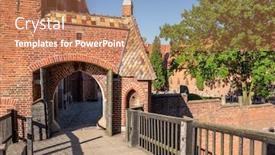  Presentation with castle - Beautiful PPT theme featuring entrance-to-the-teutonic-castle backdrop and a coral colored foreground