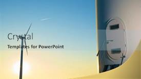  Presentation with turbine - PPT theme with entrance-to-wind-turbine-generator background and a light blue colored foreground
