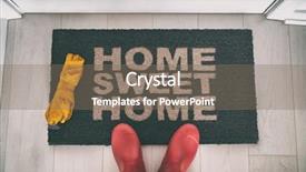  Presentation with selfie - Audience pleasing PPT theme consisting of entrance welcome sign saying home backdrop and a violet colored foreground