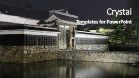  Presentation with 15th century - Beautiful PPT theme featuring entranceway to the historic matsumoto backdrop and a dark gray colored foreground