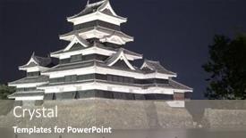  Presentation with 15th century - Presentation having entranceway to the historic matsumoto castle dating from the 15th century in matsumoto japan background and a gray colored foreground