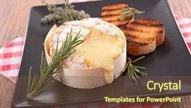  Presentation with camembert - Presentation theme having entree - baked camembert and toast background and a tawny brown colored foreground
