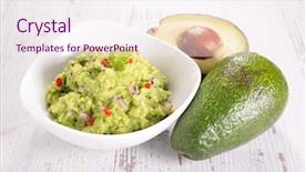  Presentation with bowl - Slide deck with entree - bowl of guacamole background and a sky blue colored foreground