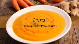  Presentation with dragonfly orange - Presentation theme consisting of entree - carrot and orange soup background and a gold colored foreground