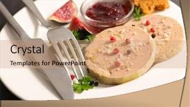  Presentation with foie - Amazing theme having entree - foie gras with gingerbread toast backdrop and a coral colored foreground