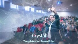  Presentation with audience - Slide deck enhanced with businessman taking selfie with public background and a ocean colored foreground