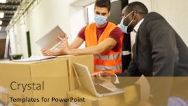  Presentation with entrepreneur - Amazing slide deck having entrepreneur-and-warehouse-clerk-check backdrop and a yellow colored foreground