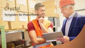  Presentation with shipping - Presentation design featuring entrepreneur-and-warehouse-clerk background and a lemonade colored foreground