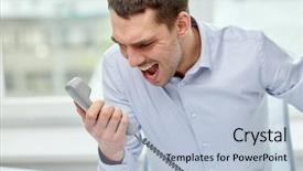  Presentation with business communication - Slide deck enhanced with entrepreneur fail - business people emotions stress background and a light blue colored foreground