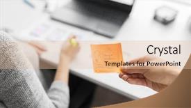  Presentation with entrepreneur - Presentation enhanced with entrepreneur holding sticky note background and a  colored foreground