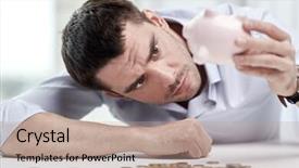  Presentation with joint venture crowdfunding money business - Amazing slide deck having entrepreneur poverty - business people finances crisis backdrop and a coral colored foreground