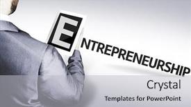  Presentation with entrepreneurial - Amazing theme having entrepreneurial leadership - business man with the text backdrop and a light gray colored foreground